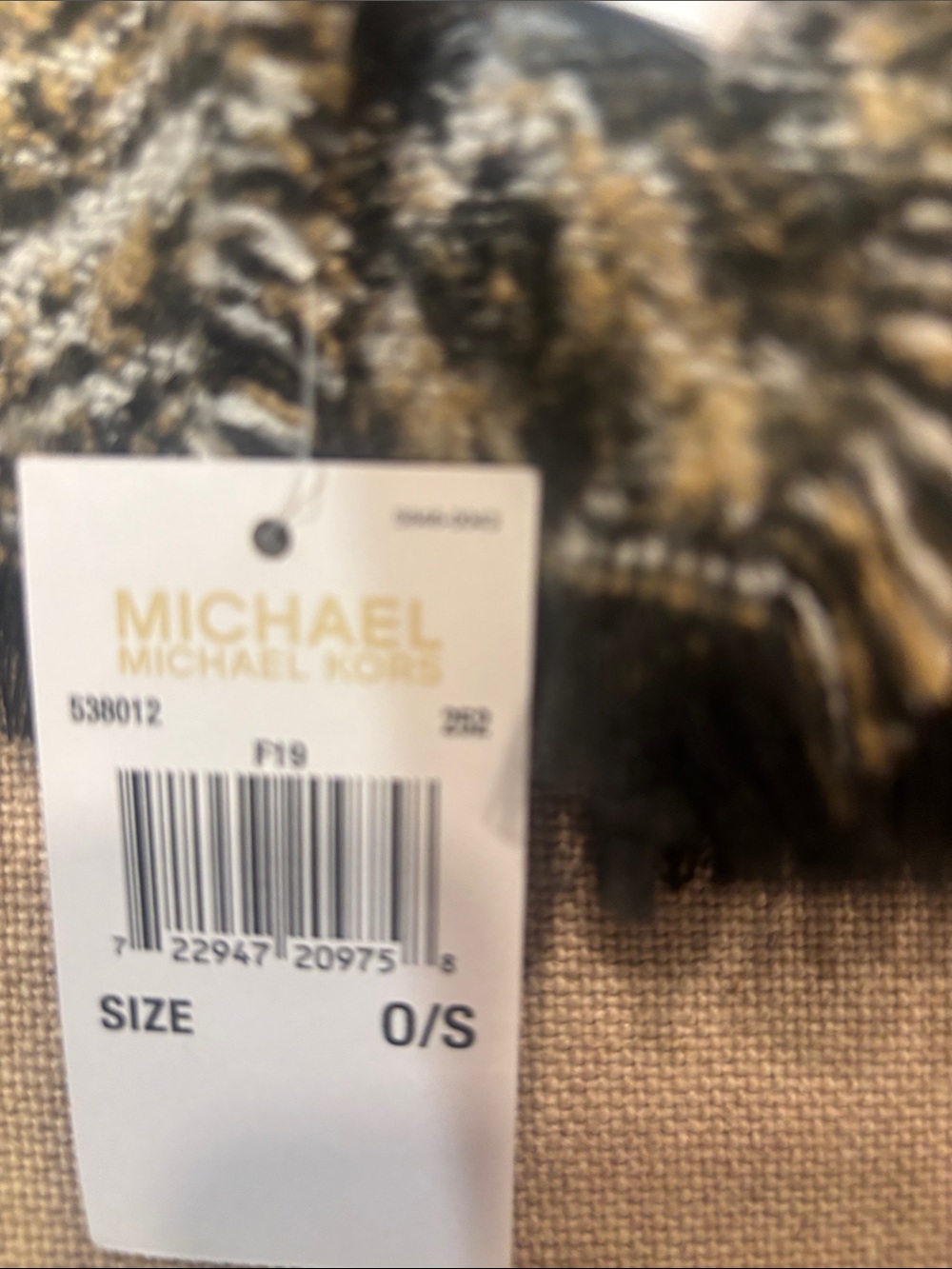 Michael Kors Black Brown Cream Animal Stripe Fringe Shawl - Picture 3 of 6